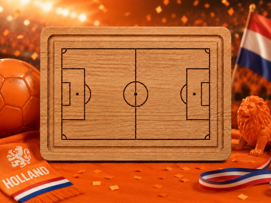 Plank met sapgeul beuken Voetbalveld 25x16 cm