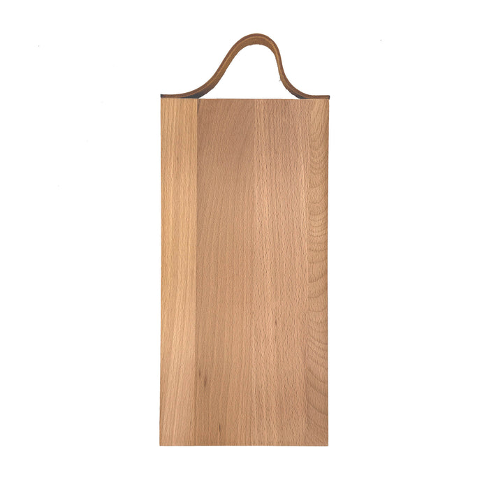 Plank met leren handvat beuken 33x16 cm
