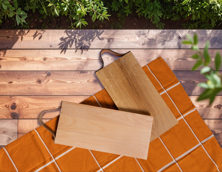 Brett mit Ledergriff Eiche 33x16 cm - FSC 100%
