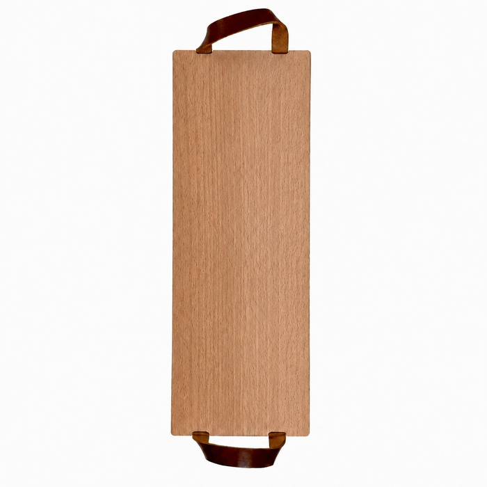 Board with leather handles beech 48x17 cm