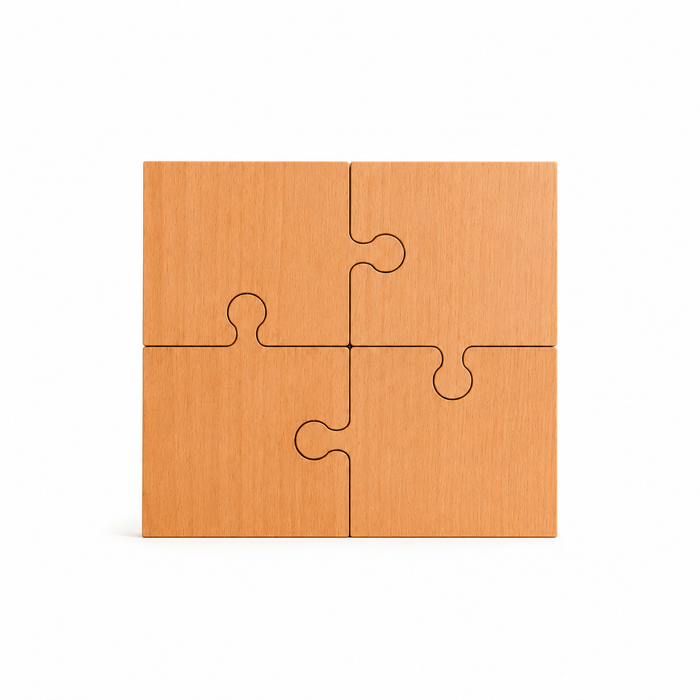 Puzzle de planches pour fusion d'entreprises en hêtre 40x40 cm