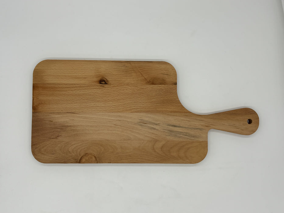 <tc>Cutting board</tc> with handle and round finish beech 44x20 cm