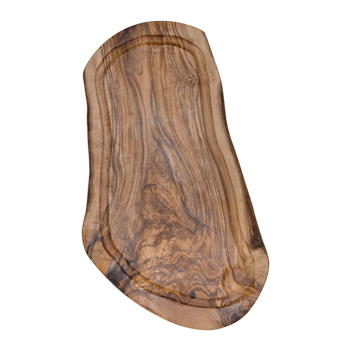 Board with juice groove oval olive wood approx. 40x17 cm